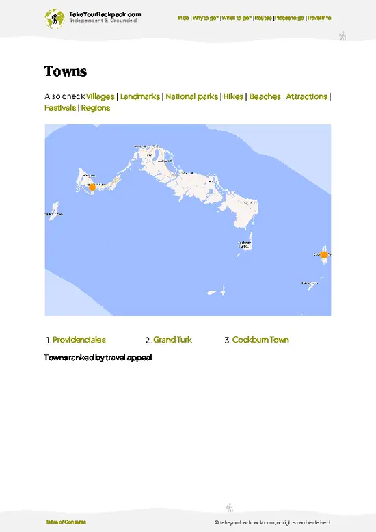 example page 6 from our offline Travel Guide for Turks and Caicos Islands